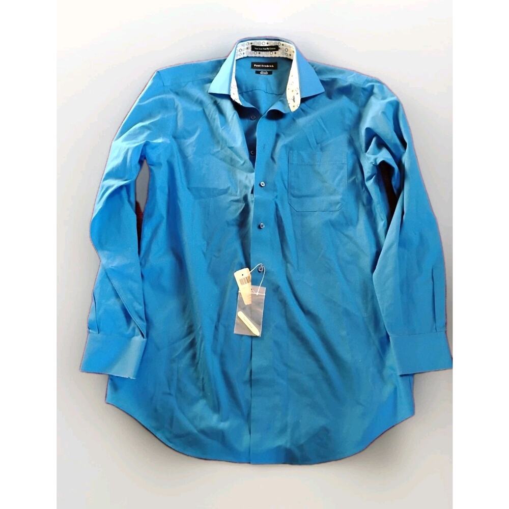 Men's Paul Fredrick Cobalt Cotton Button Down Dress Shirt New 15.5 X 34 Tailored